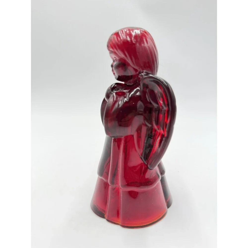 Fenton Art Glass USA Ruby Red Praying Angel Figurine 5.5” Rare Vintage